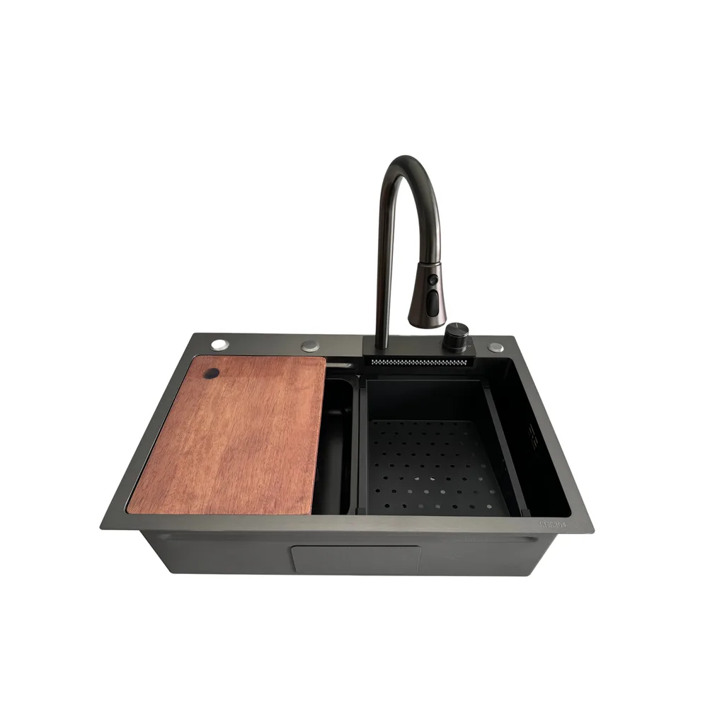 Handmade Single Bowl Sink with Waterfall (Honeycomb)